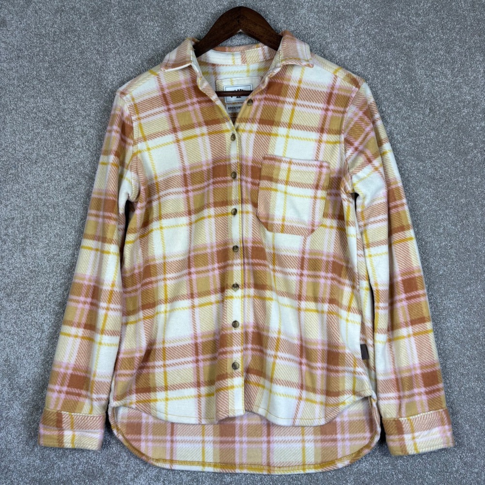 Billabong Adventure Division Fleece Plaid Shirt Orange Pink Small